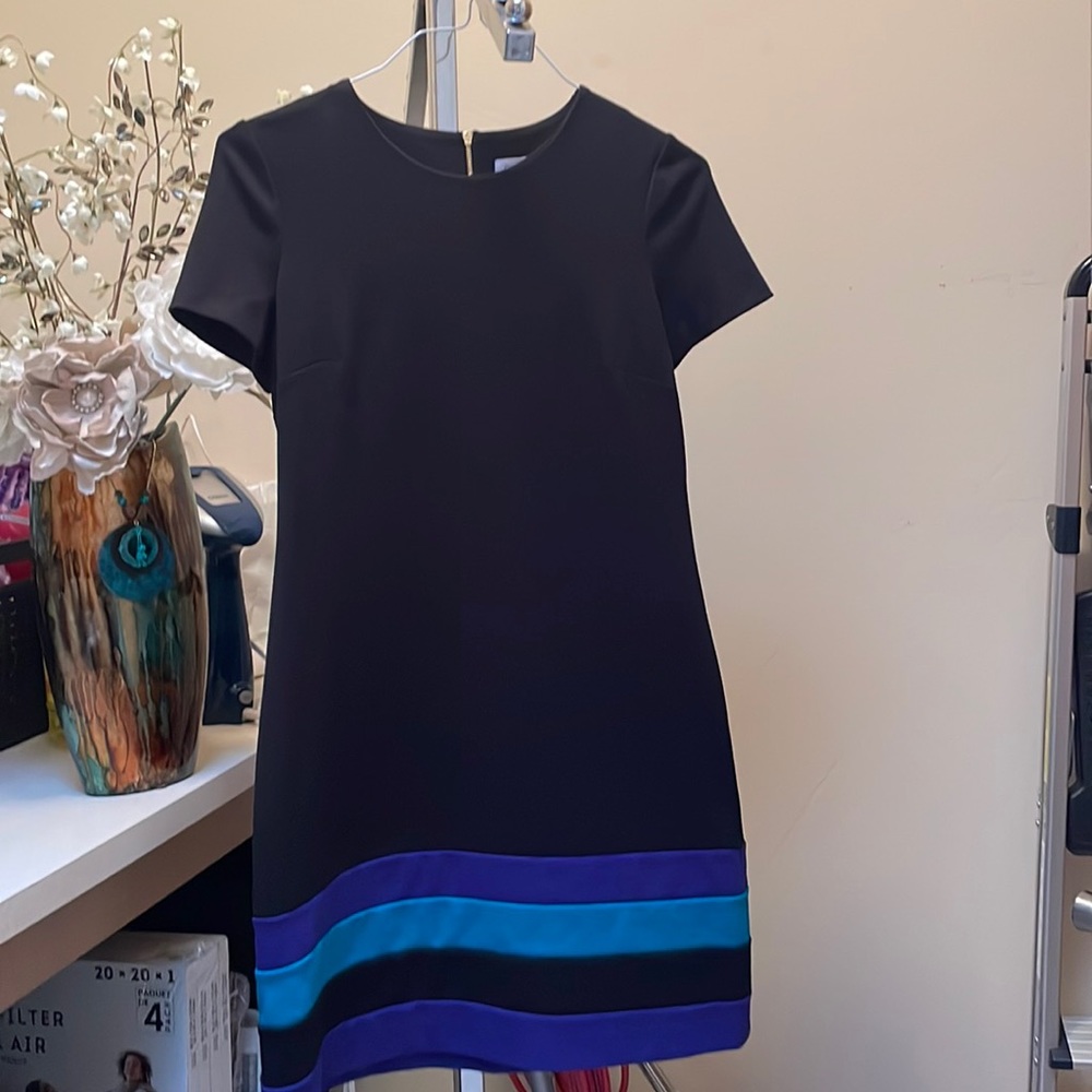 Calvin Klein black and turquoise with purple trim size 8